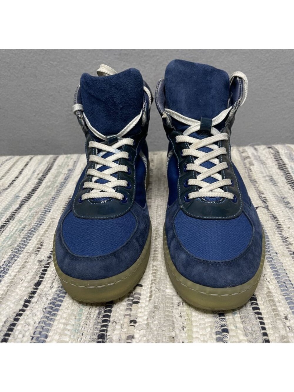 Bikkembergs Womens Blue Navy High-Top Sneakers Size 39 Lace-Up - Picture 2 of 12